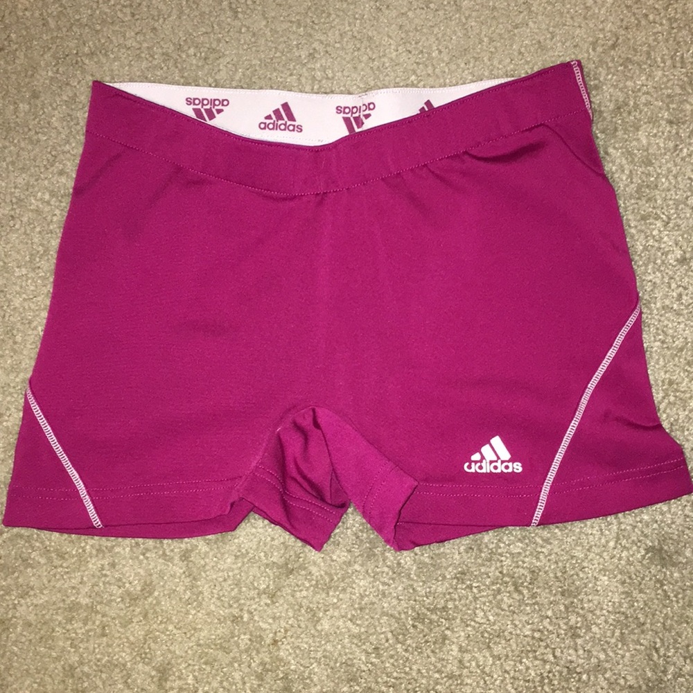 Purple spandex adidas shorts